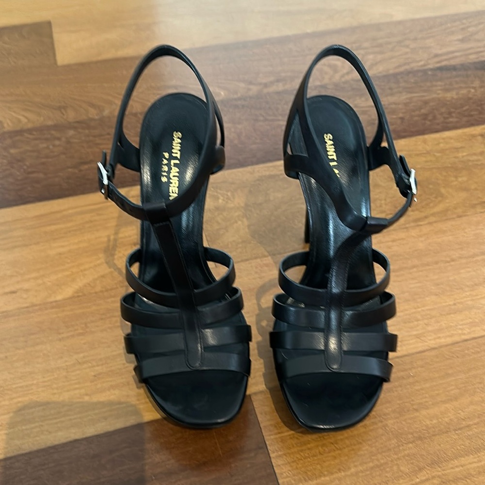 Saint Laurent Platform Black Sandals